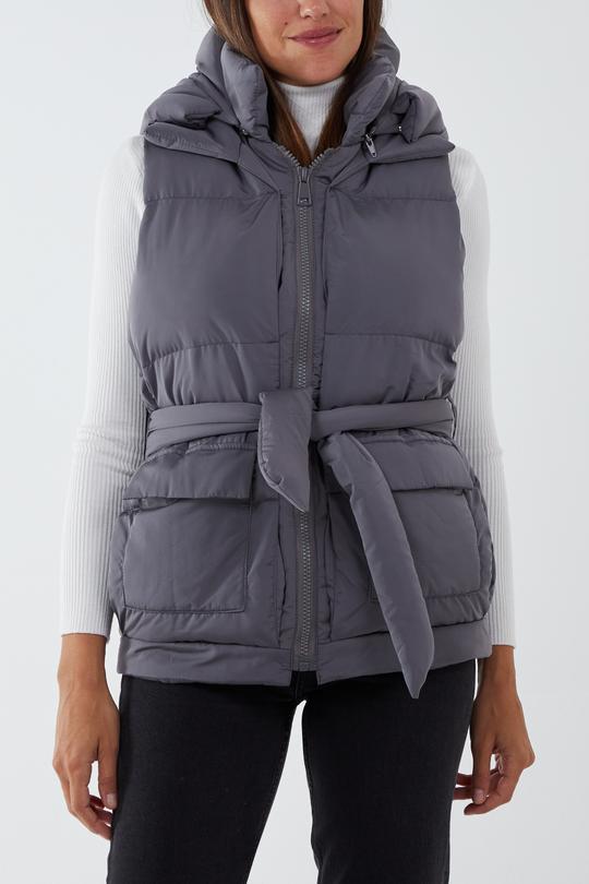 Puffer Hooded Gilet With Front Pockets